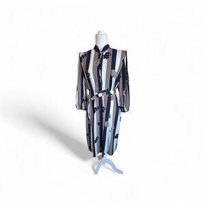 Striped Floral Dress with Belt Vintage- West Germany